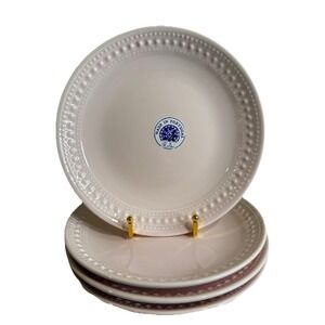 4 Matceramica 9" Desert Plate Set Pink Embossed Dots, Portugal, New